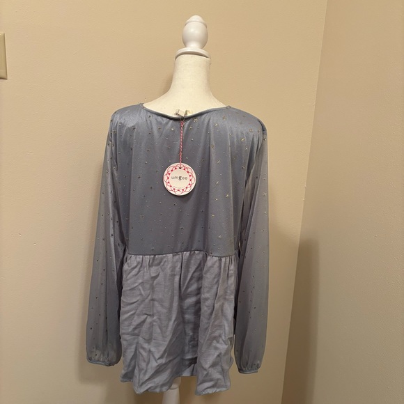 Umgee Celestial Star Light Blue Blouse - Picture 6 of 9